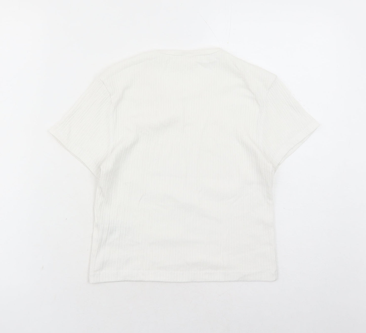 Womens UK Size L Urban Outfitters White Cropped T-Shirt