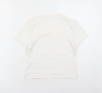 Womens UK Size L Urban Outfitters White Cropped T-Shirt