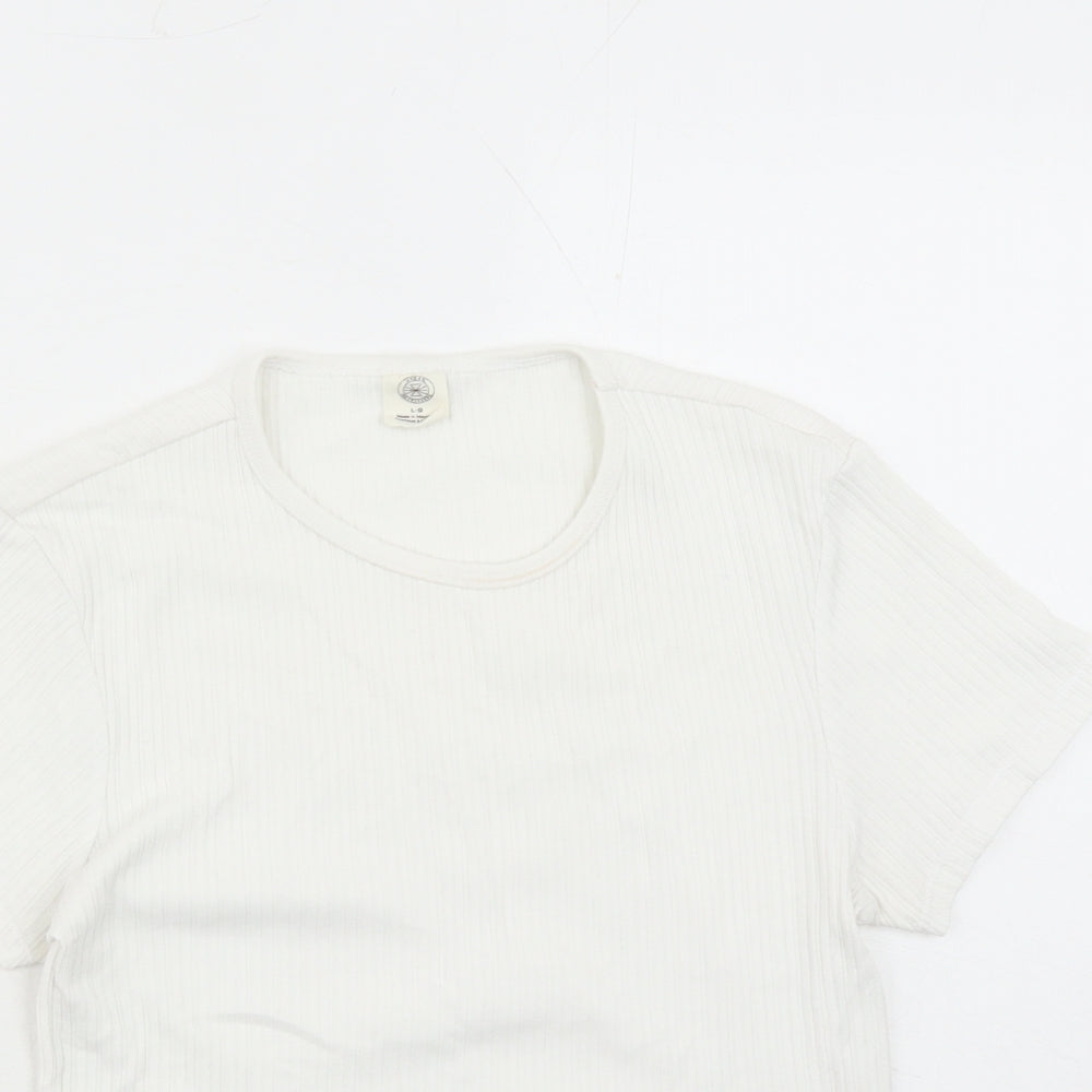 Womens UK Size L Urban Outfitters White Cropped T-Shirt