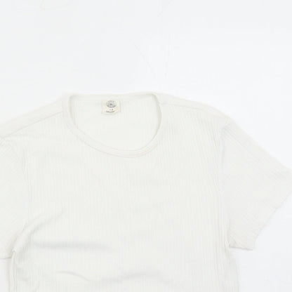 Womens UK Size L Urban Outfitters White Cropped T-Shirt
