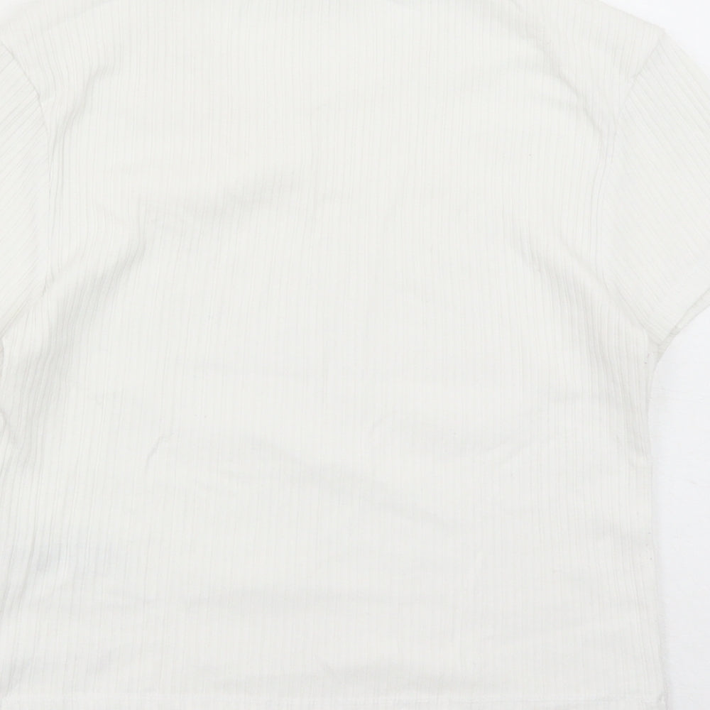 Womens UK Size L Urban Outfitters White Cropped T-Shirt