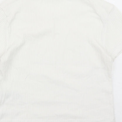 Womens UK Size L Urban Outfitters White Cropped T-Shirt