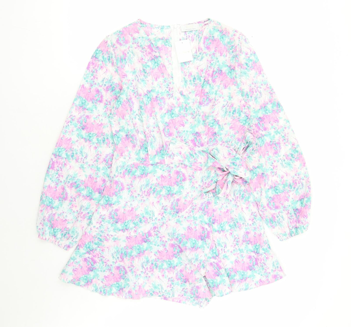 Quiz Womens Multicoloured Geometric Polyester Skater Dress Size 14 V-Neck Zip