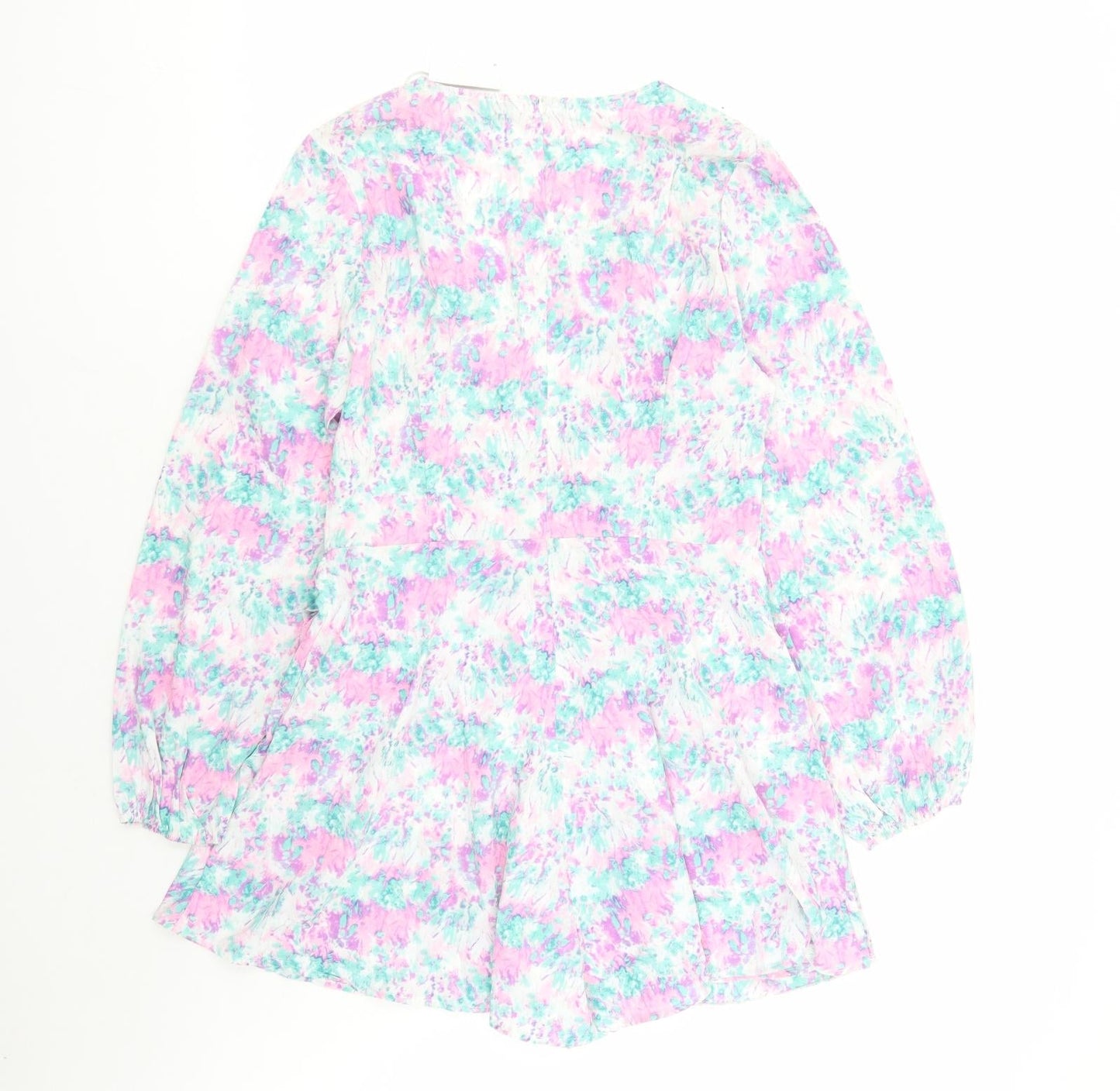 Quiz Womens Multicoloured Geometric Polyester Skater Dress Size 14 V-Neck Zip