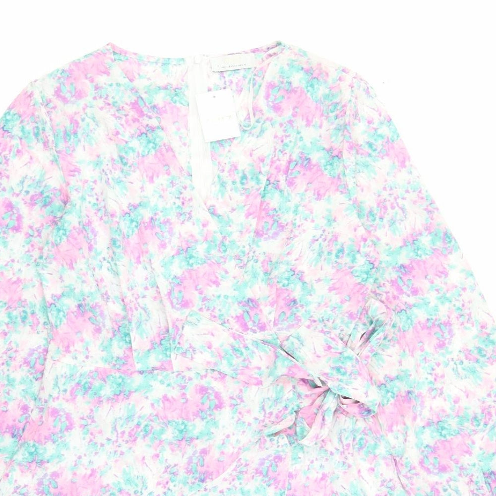 Quiz Womens Multicoloured Geometric Polyester Skater Dress Size 14 V-Neck Zip