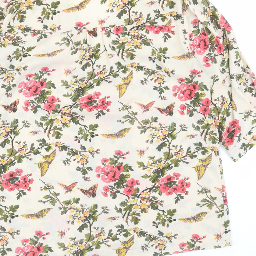 Womens UK Size 10 Oasis Beige Basic Blouse