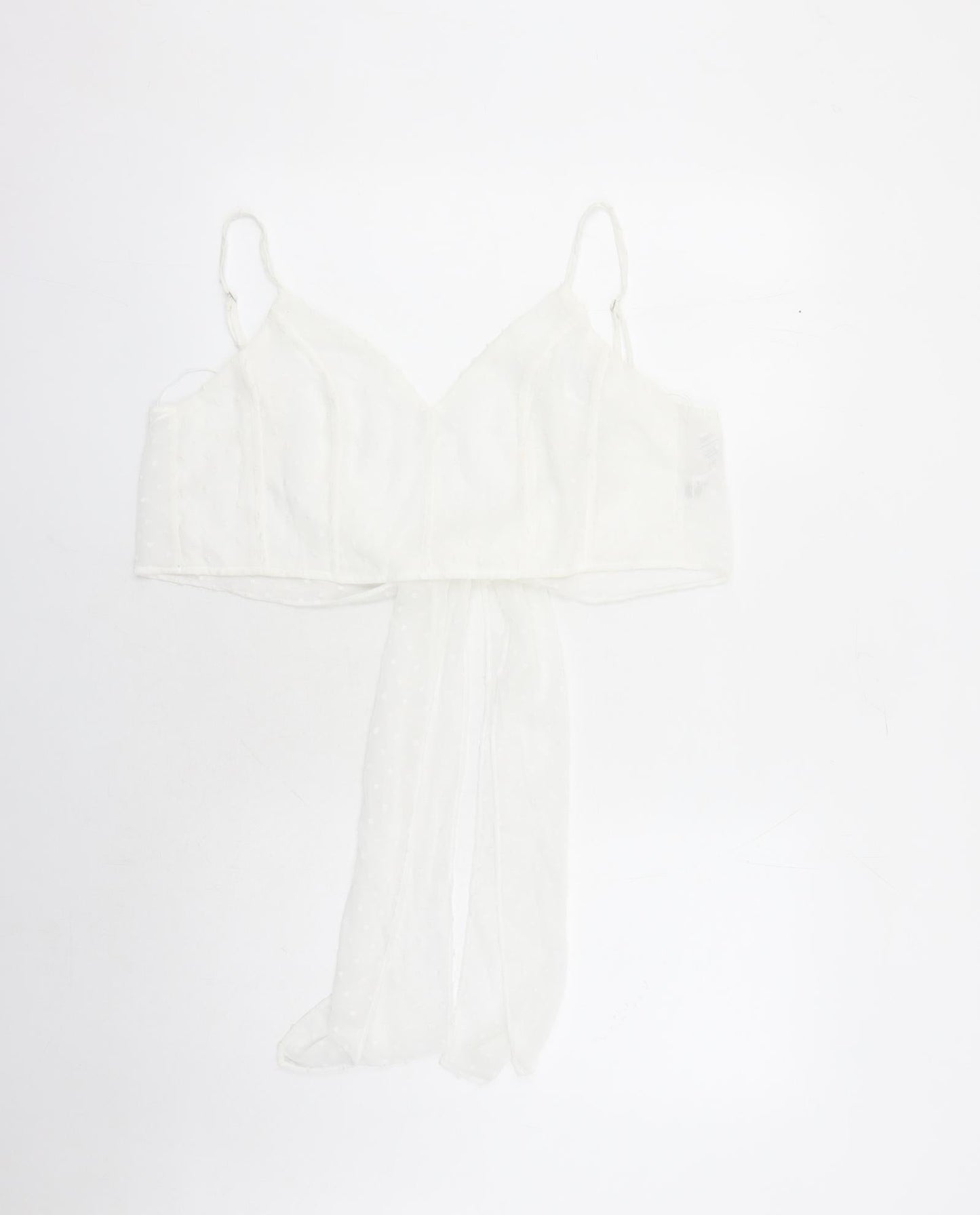 Quiz Womens White Geometric Polyester Cropped Tank Size 14 V-Neck