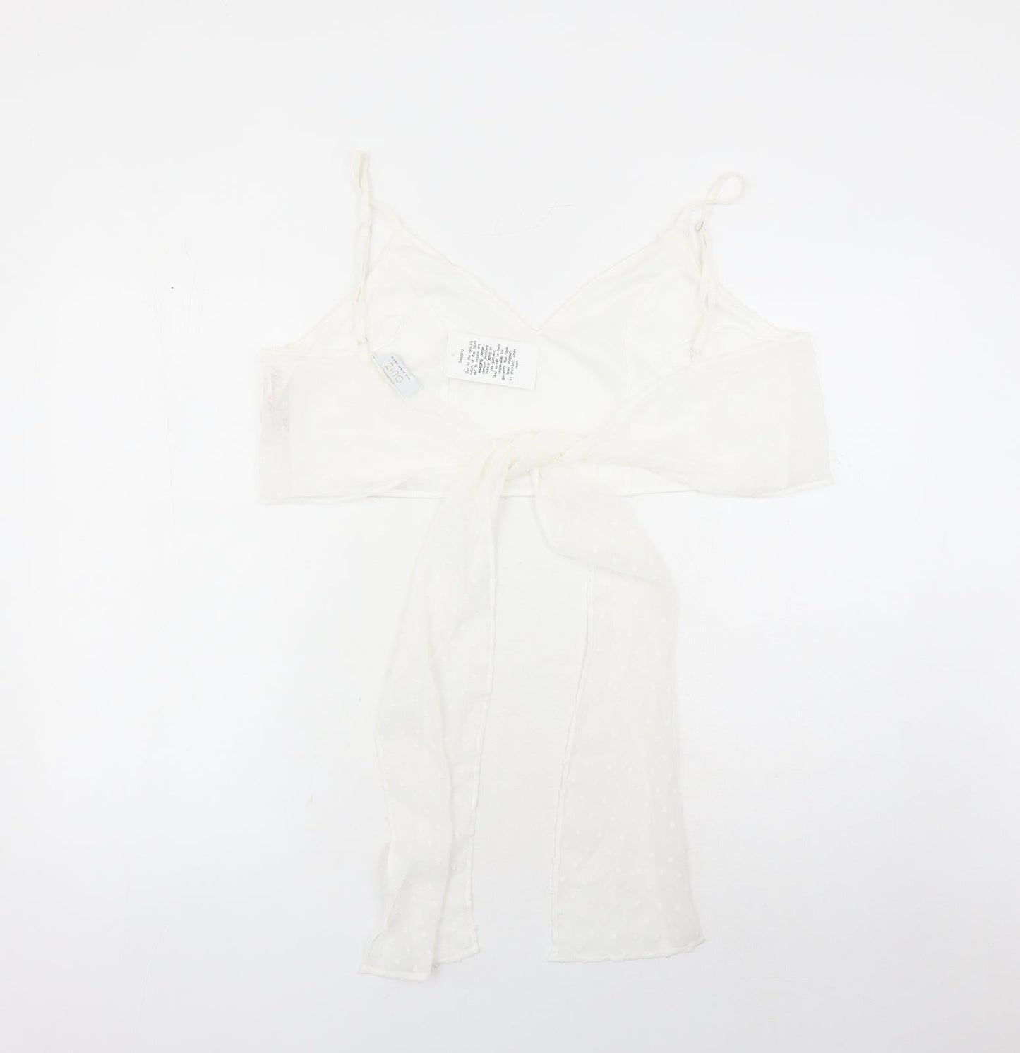 Quiz Womens White Geometric Polyester Cropped Tank Size 14 V-Neck