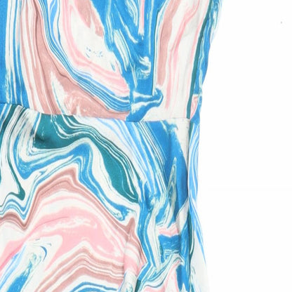 Quiz Womens Multicoloured Geometric Polyester Maxi Size 16 Cowl Neck Zip - Side Split Detail