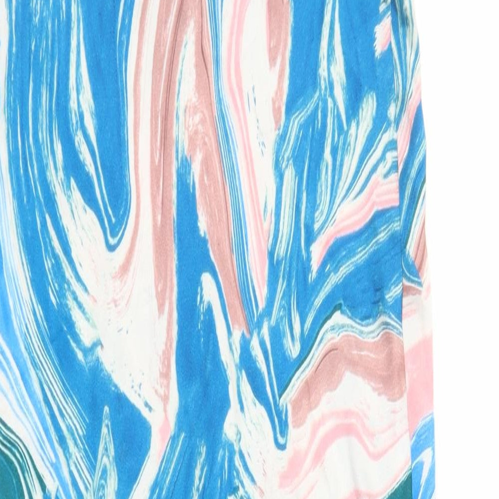 Quiz Womens Multicoloured Geometric Polyester Maxi Size 16 Cowl Neck Zip - Side Split Detail