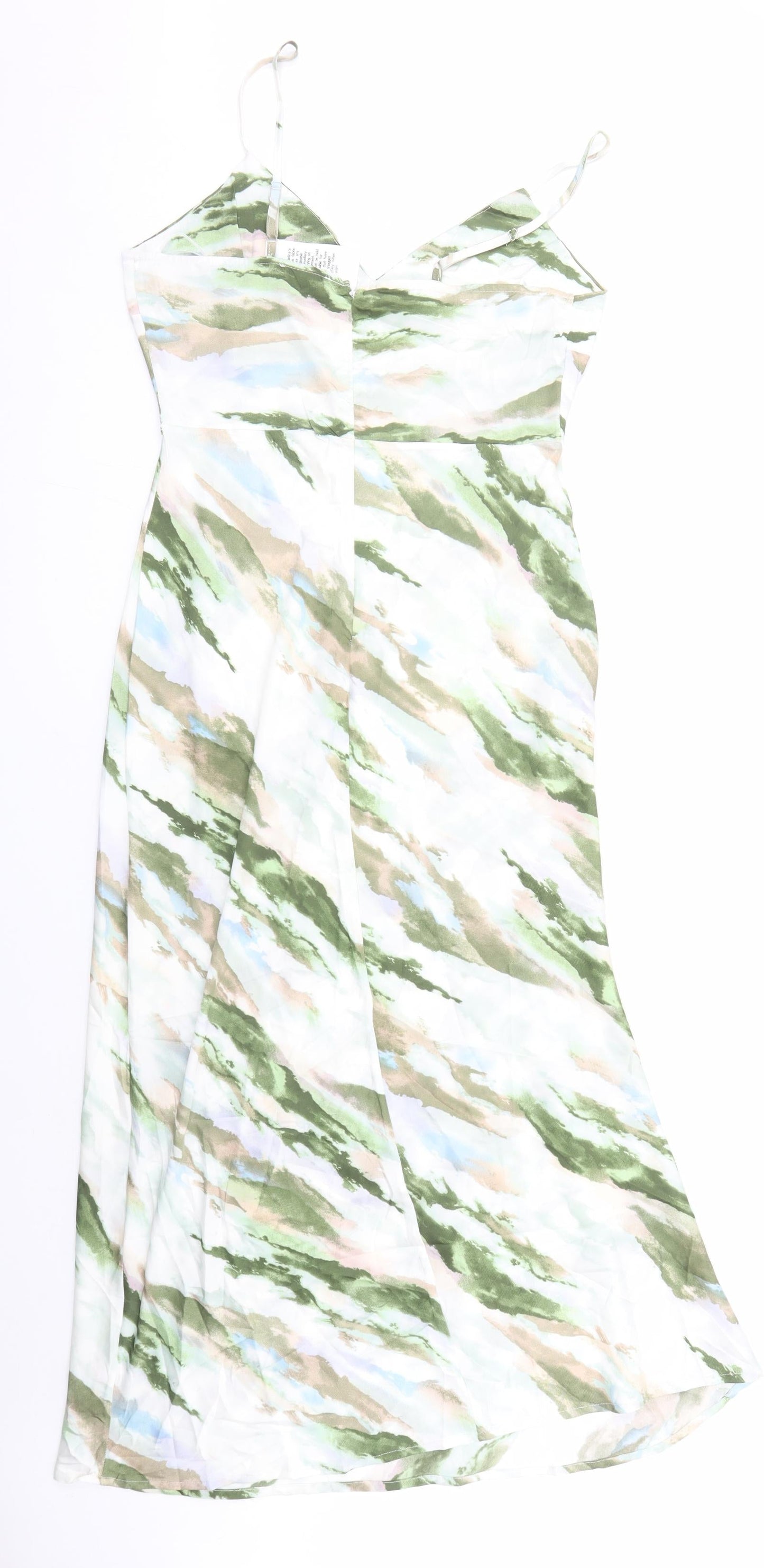 Quiz Womens Green Geometric Polyester Slip Dress Size 14 V-Neck Zip