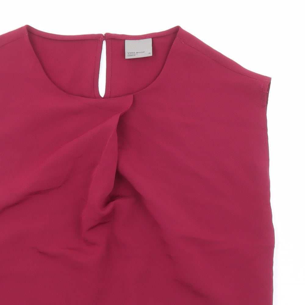 Womens UK Size XS VERO MODA Red Basic Blouse