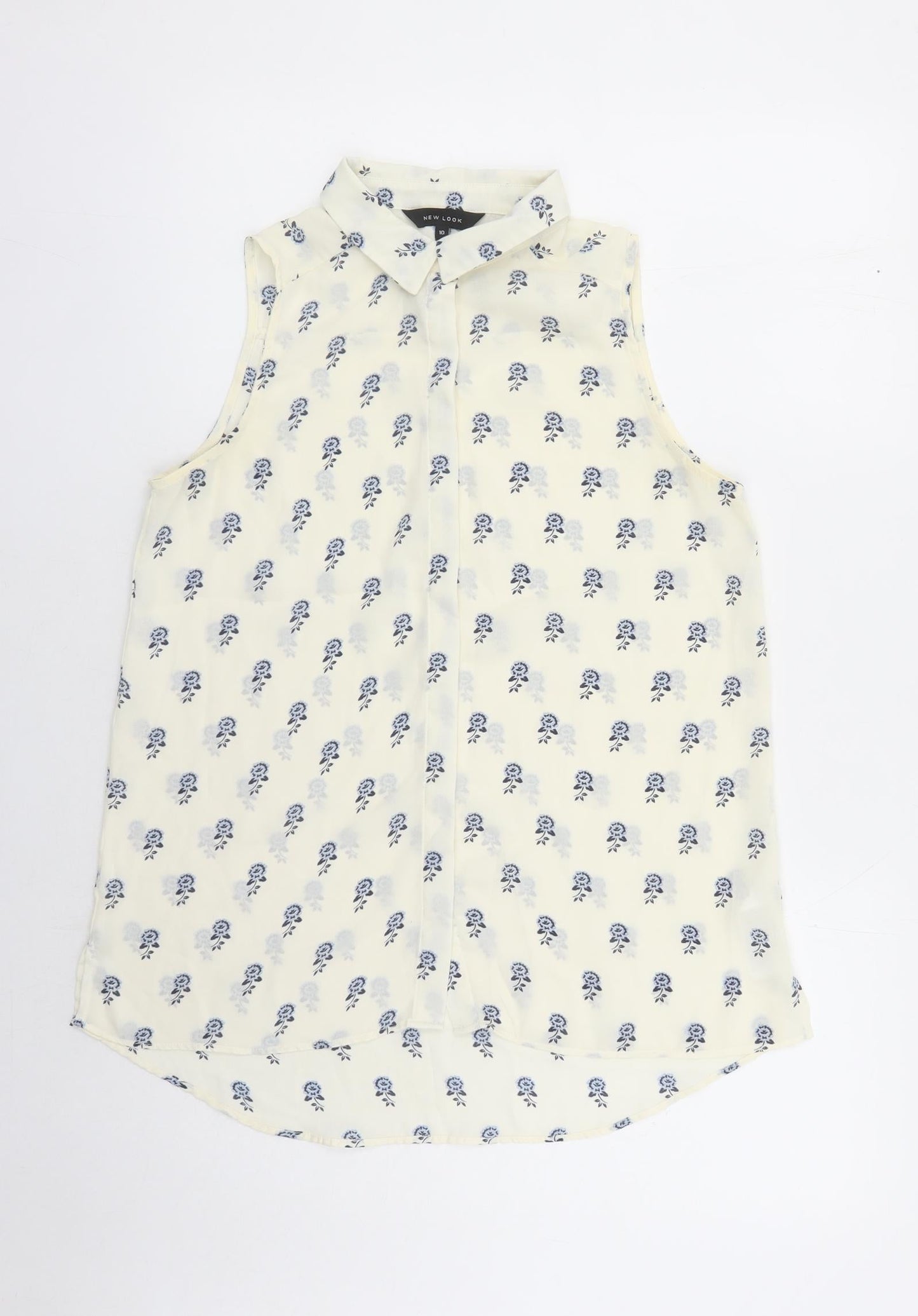 Womens UK Size 10 New Look Ivory Basic Button-Up