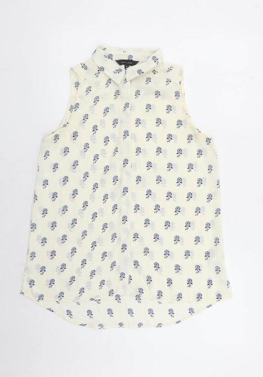 Womens UK Size 10 New Look Ivory Basic Button-Up