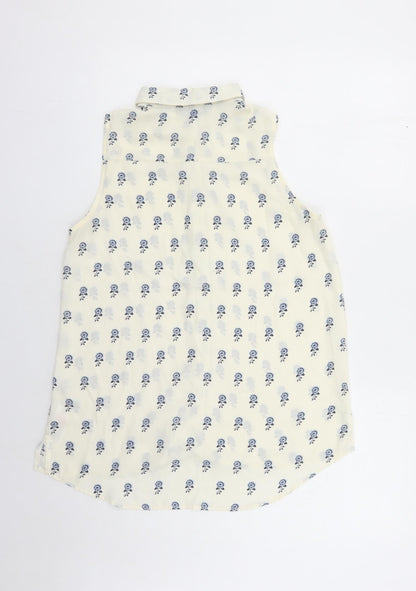 Womens UK Size 10 New Look Ivory Basic Button-Up