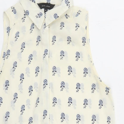 Womens UK Size 10 New Look Ivory Basic Button-Up