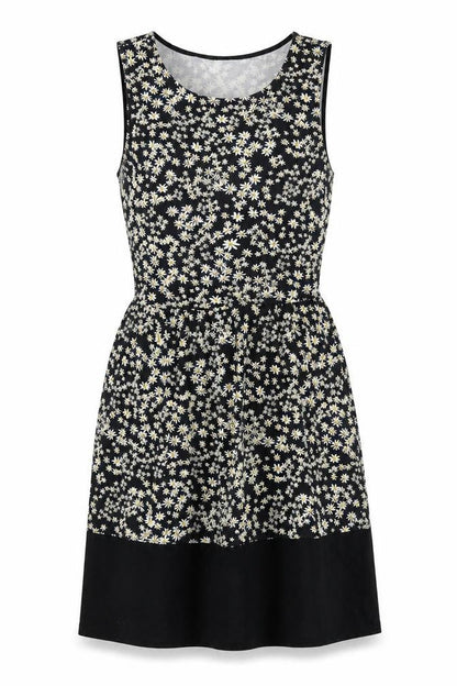 Only Womens Black Floral Viscose Tank Dress Size S Round Neck Pullover