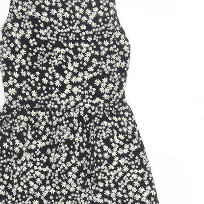 Only Womens Black Floral Viscose Tank Dress Size S Round Neck Pullover