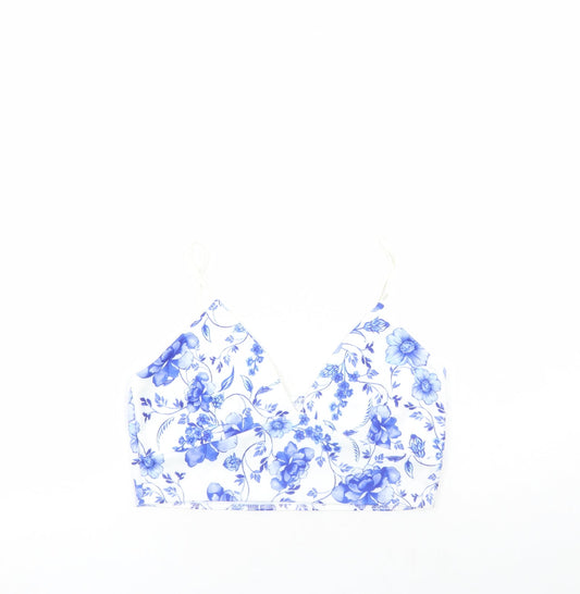 Quiz Womens White Floral Polyester Cropped Tank Size 16 V-Neck