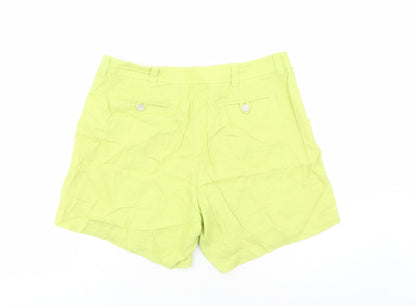 Debenhams Womens Green Viscose Chino Shorts Size 12 L6 in Regular Zip - Pockets