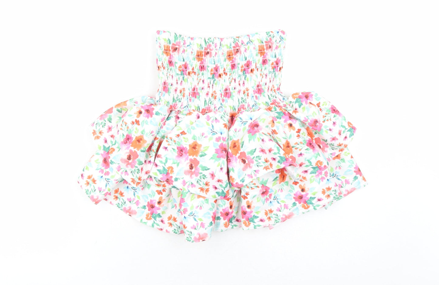 Quiz Womens White Floral Polyester Basic Blouse Size 8 Off the Shoulder