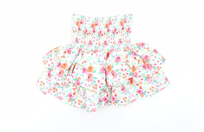 Quiz Womens White Floral Polyester Basic Blouse Size 8 Off the Shoulder