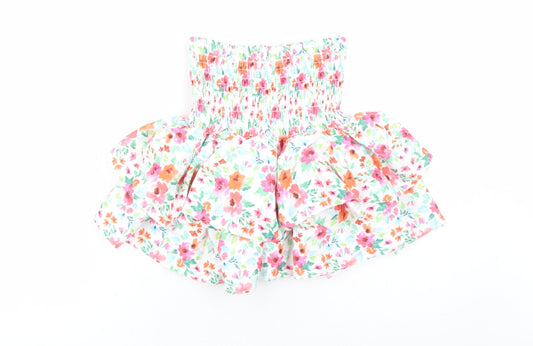 Quiz Womens White Floral Polyester Basic Blouse Size 8 Off the Shoulder