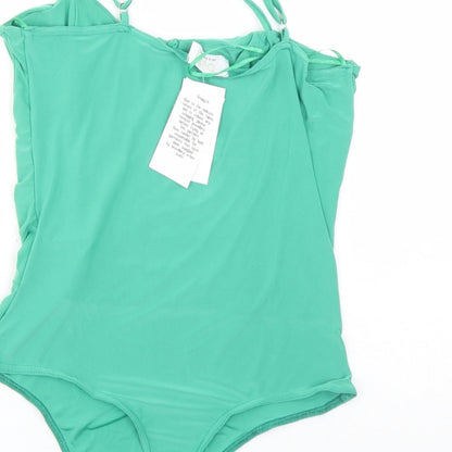 Quiz Womens Green Spotted Polyester Bodysuit One-Piece Size 16 Snap