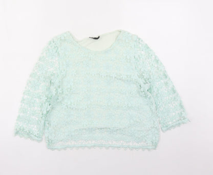 Womens UK Size 10 Topshop Green Basic Blouse
