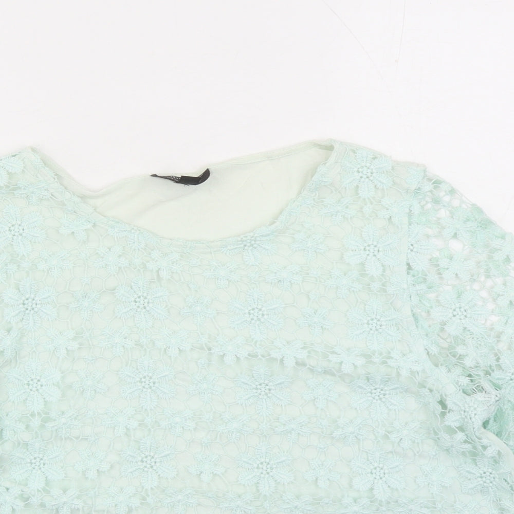 Womens UK Size 10 Topshop Green Basic Blouse