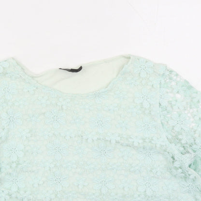 Womens UK Size 10 Topshop Green Basic Blouse