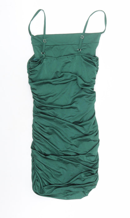 Quiz Womens Green Polyester Bodycon Size 10 Cowl Neck Pullover