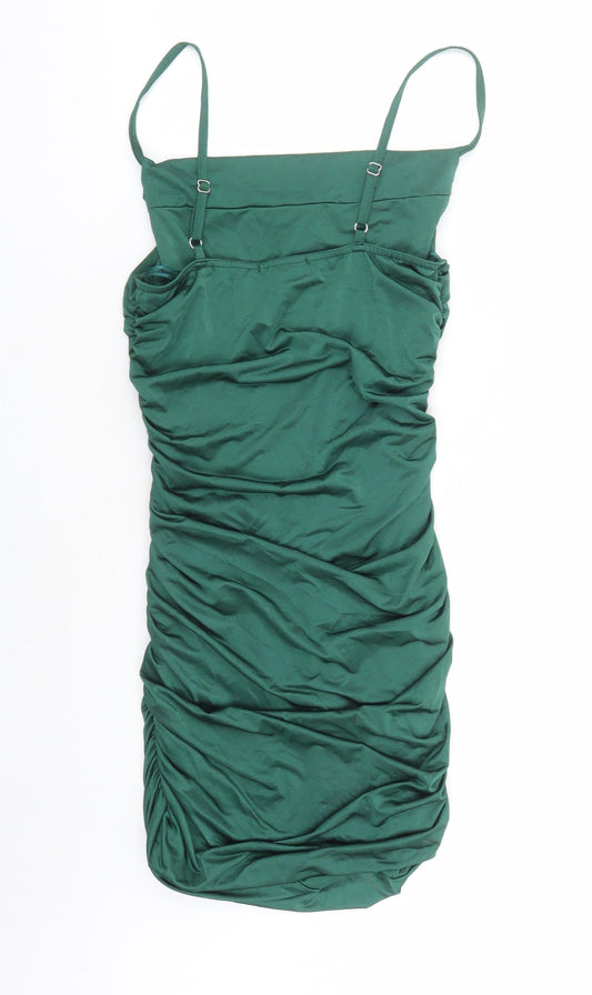Quiz Womens Green Polyester Bodycon Size 10 Cowl Neck Pullover