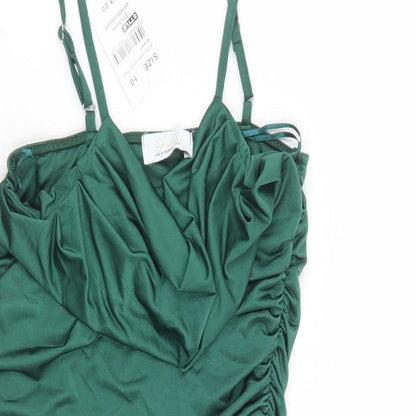 Quiz Womens Green Polyester Bodycon Size 10 Cowl Neck Pullover