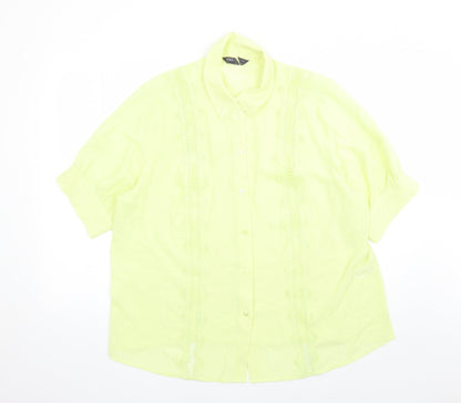 Womens UK Size 18 Marks and Spencer Yellow Basic Button-Up