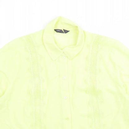Womens UK Size 18 Marks and Spencer Yellow Basic Button-Up