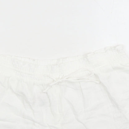 Marks and Spencer Womens White Solid 100% Cotton Top Lounge Pants Size 16 Drawstring - Elasticated Waist