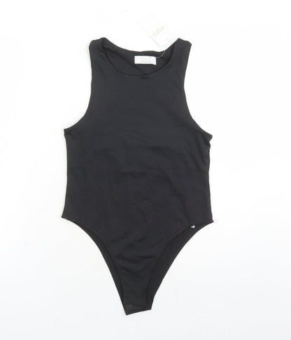 Quiz Womens Black Polyester Bodysuit One-Piece Size 10 Snap