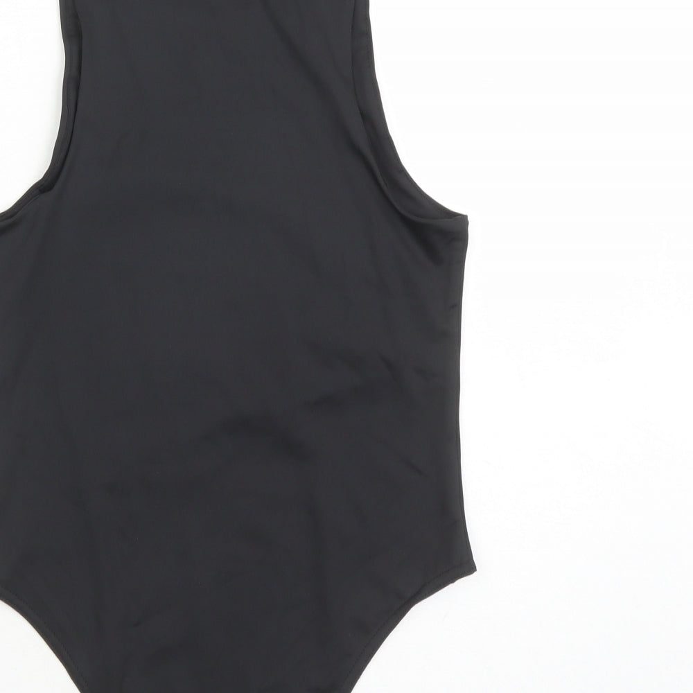 Quiz Womens Black Polyester Bodysuit One-Piece Size 10 Snap