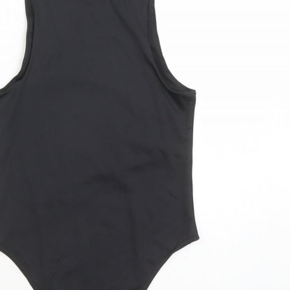 Quiz Womens Black Polyester Bodysuit One-Piece Size 10 Snap