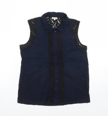 Womens UK Size 10 River Island Blue Basic Button-Up