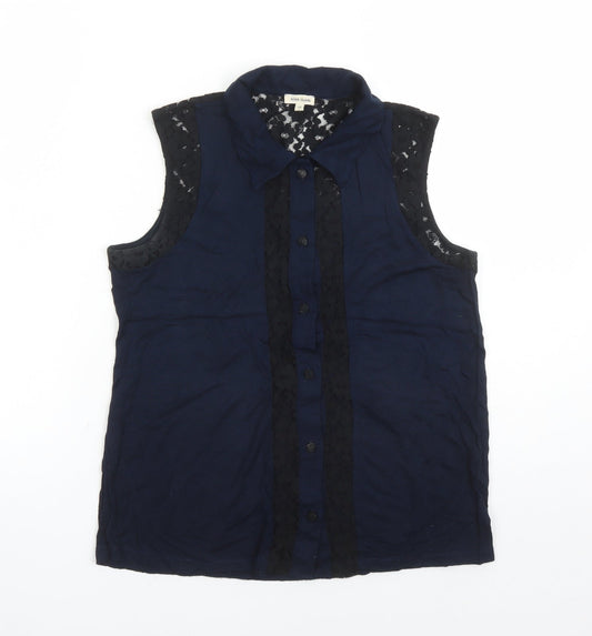Womens UK Size 10 River Island Blue Basic Button-Up