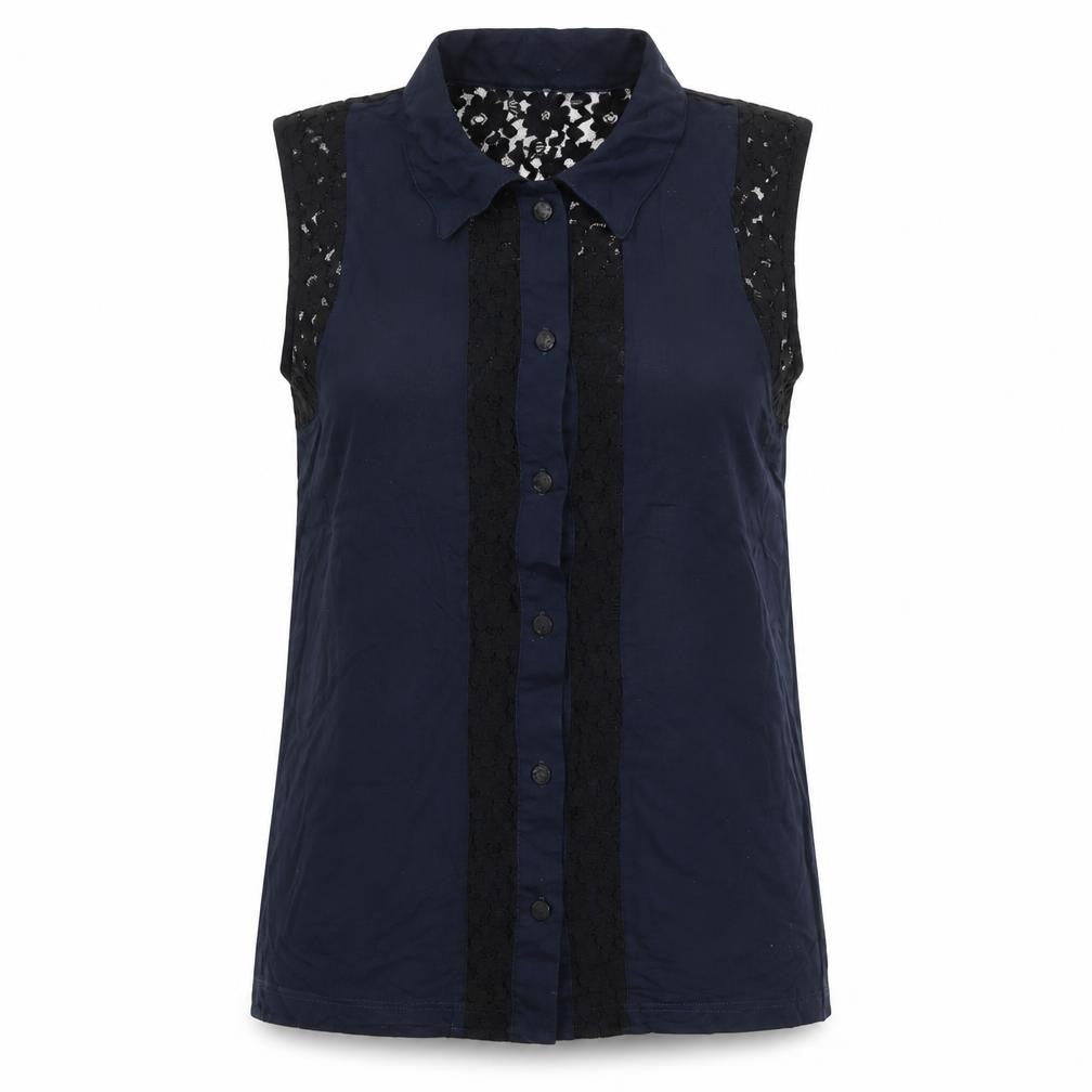 Womens UK Size 10 River Island Blue Basic Button-Up
