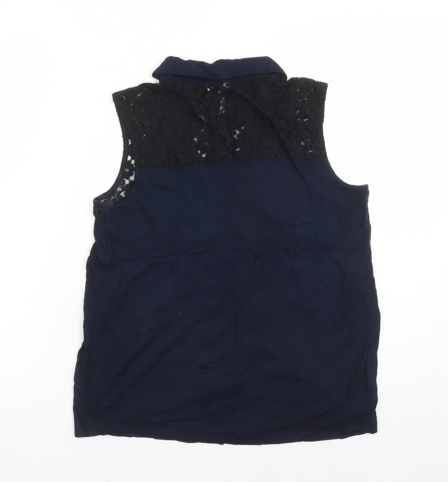Womens UK Size 10 River Island Blue Basic Button-Up