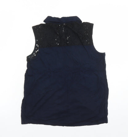 Womens UK Size 10 River Island Blue Basic Button-Up