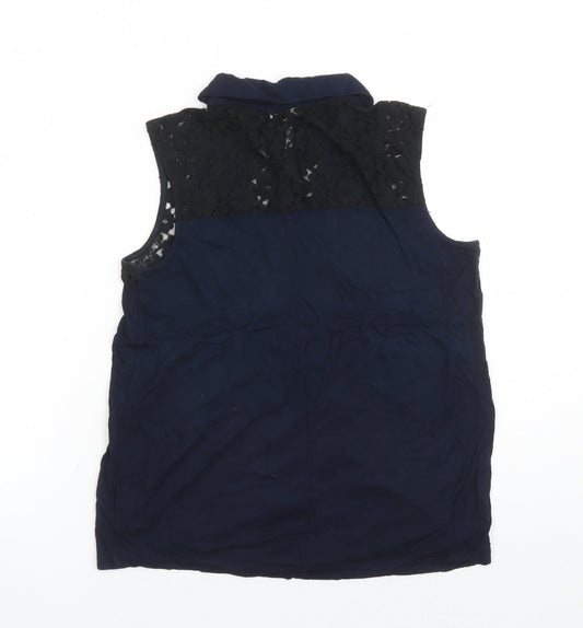 Womens UK Size 10 River Island Blue Basic Button-Up