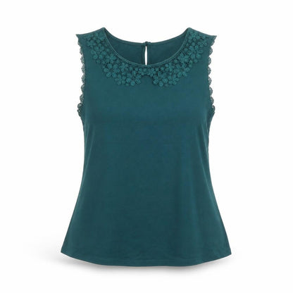 Topshop Womens Green Polyester Basic Blouse Size 10 Round Neck