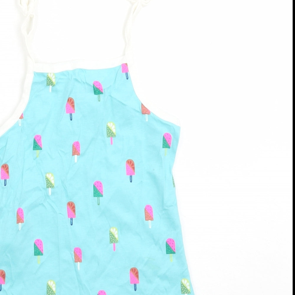 Marks and Spencer Girls Blue Geometric Cotton Camisole Tank Size 3-4 Years Square Neck Pullover - Ice Lolly Pattern
