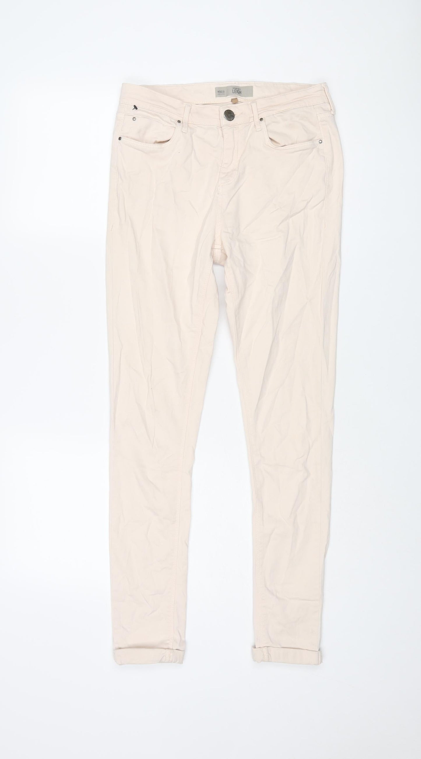 Topshop Womens Pink Cotton Skinny Jeans Size 30 in L30 in Regular Button