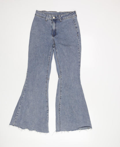 Cider Womens Blue Cotton Flared Jeans Size XS L27 in Regular Zip - Raw Hem